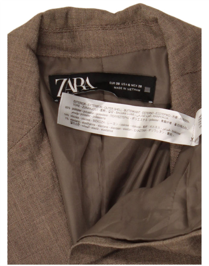 Женский пиджак ZARA на 1 пуговице EU 38, маленький коричневый полиэстер