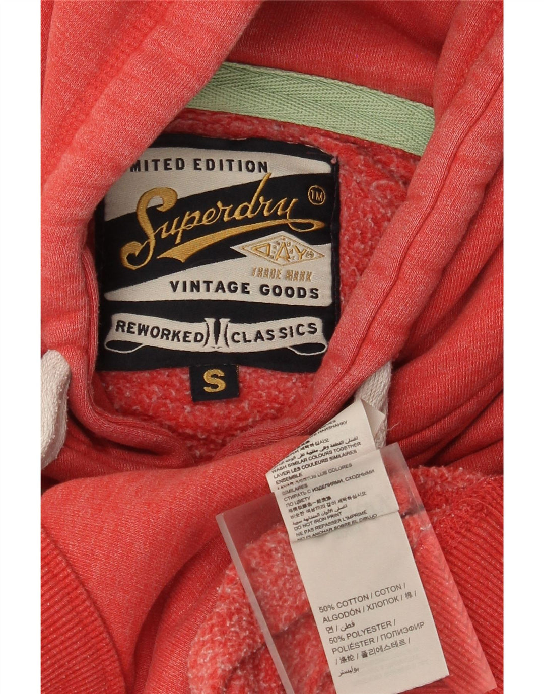 Мужской джемпер с капюшоном Superdry, маленький красный, хлопковый