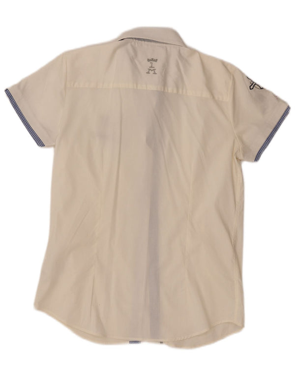 La Martina Женская рубашка с коротким рукавом с графическим рисунком UK 18 XL Белый хлопок