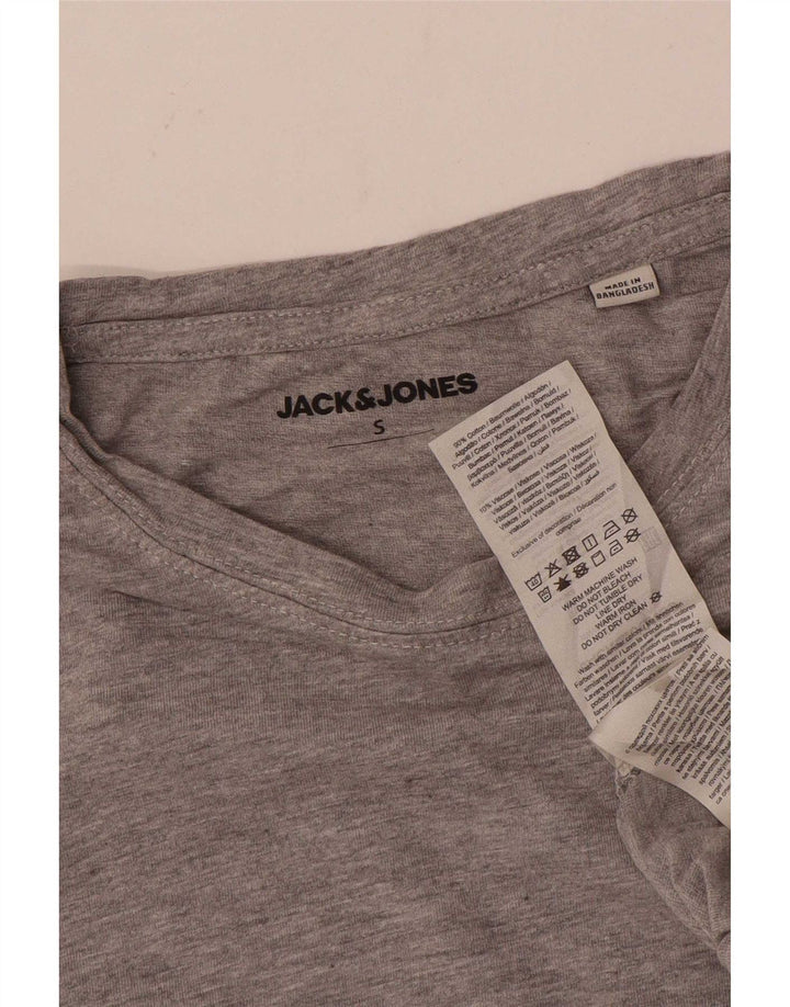 Мужской топ Jack & Jones из хлопка с длинными рукавами, маленький серый в крапинку