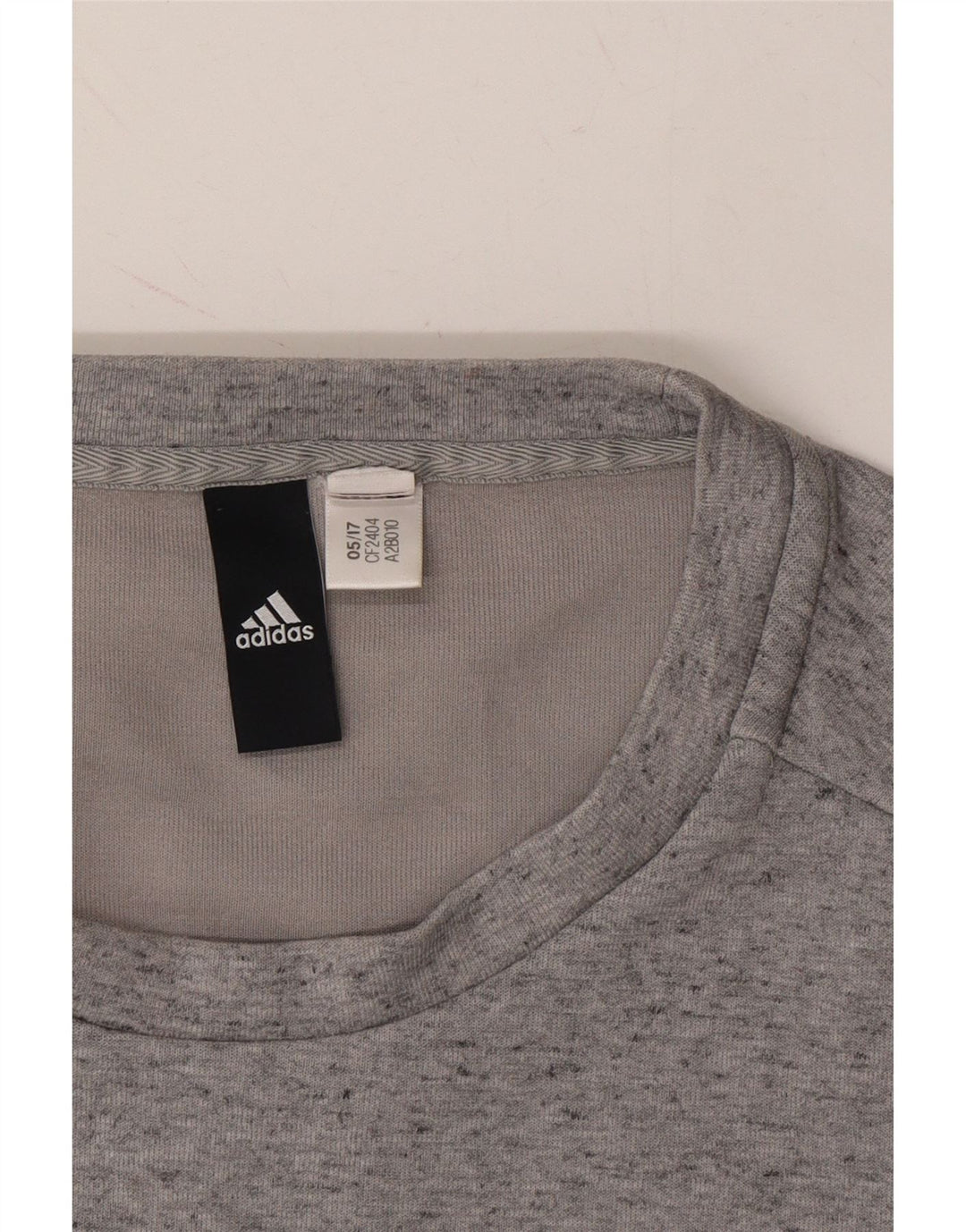 ADIDAS Mens Graphic Sweatshirt Jumper Small Grey Flecked Vintage Adidas and Second-Hand Adidas from Messina Hembry 