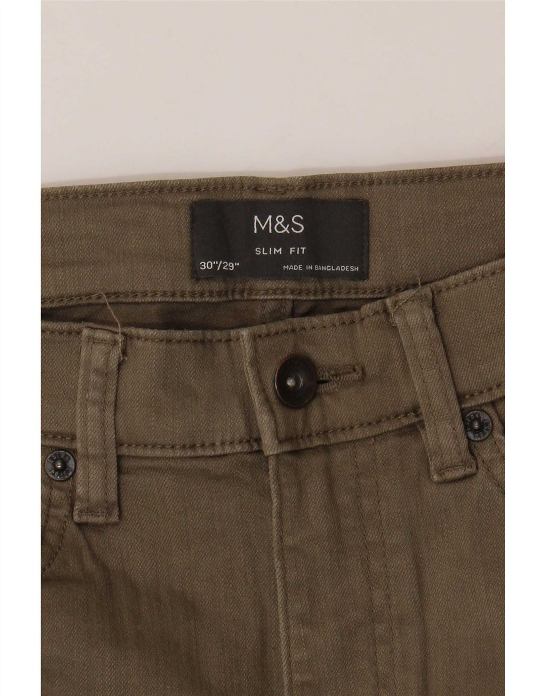 Мужские узкие джинсы Marks & Spencer W30 L29, хлопок цвета хаки