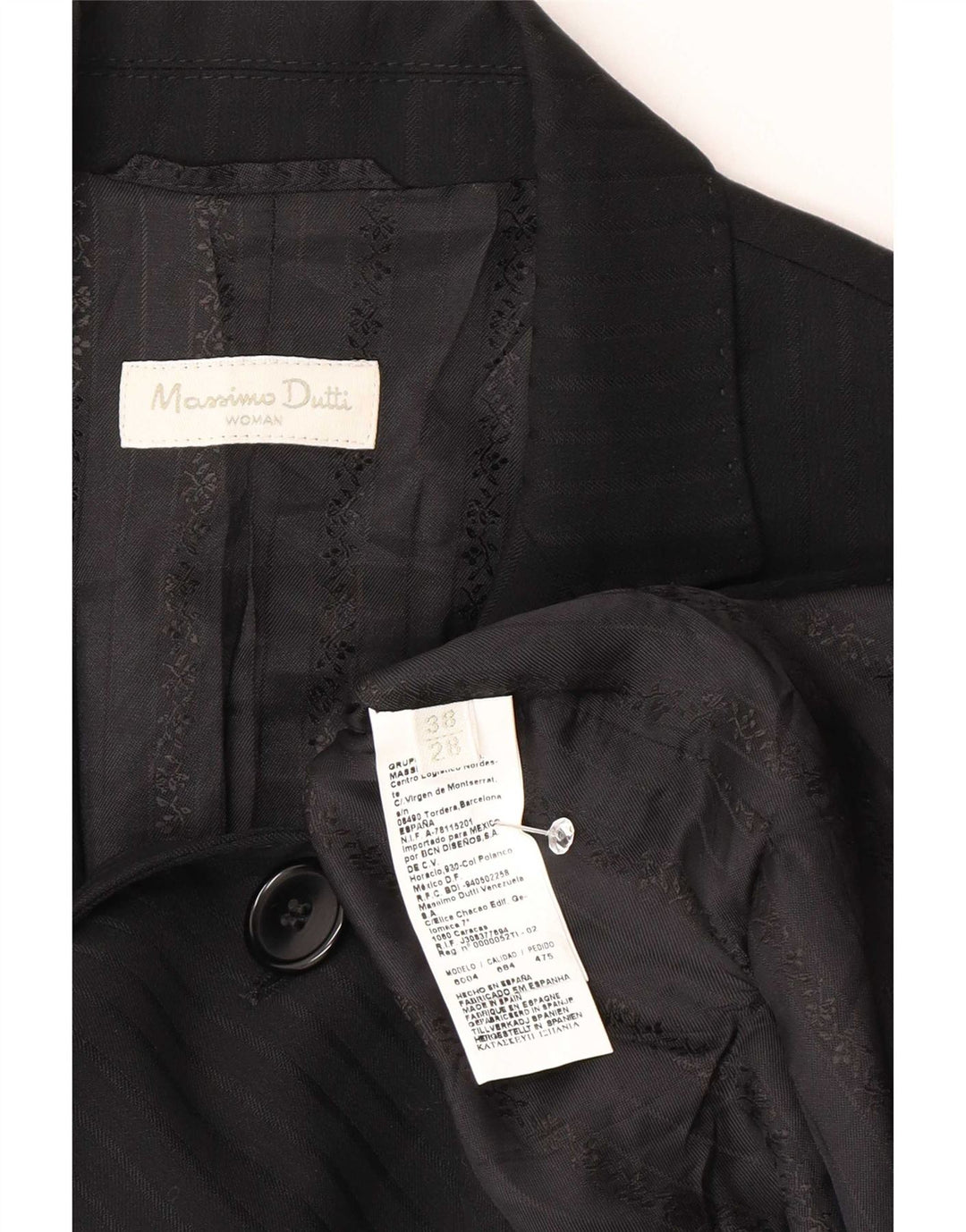 Женский пиджак Massimo Dutti на 2 пуговицах EU 38, маленький черный в тонкую полоску