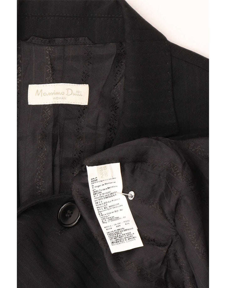 Женский пиджак Massimo Dutti на 2 пуговицах EU 38, маленький черный в тонкую полоску