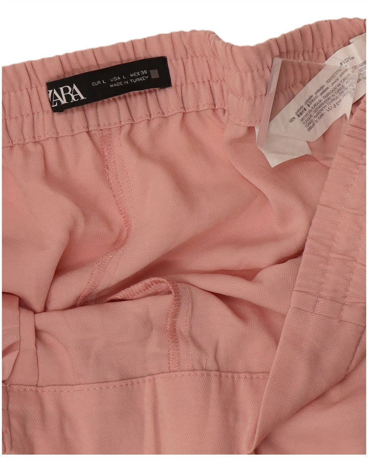Женские прямые повседневные брюки Zara, большие размеры W30 L26, розовый полиэстер