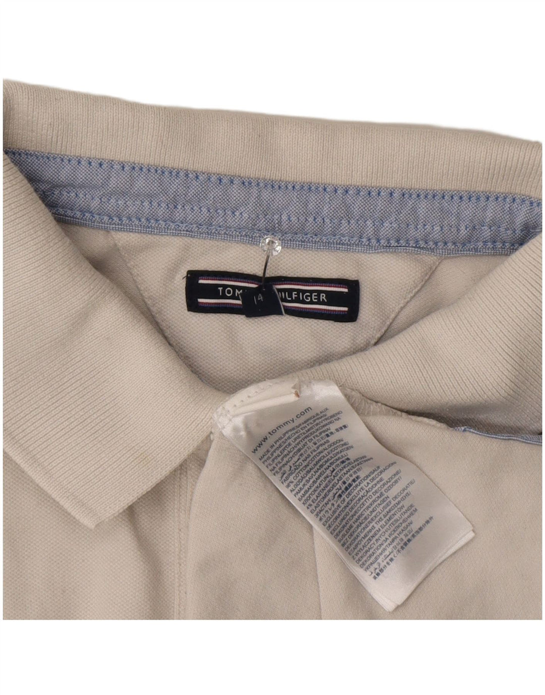 Рубашка-поло Tommy Hilfiger для мальчиков 13-14 лет, белый хлопок