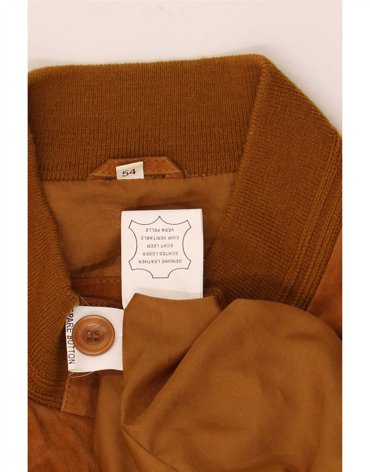 Винтажная мужская замшевая куртка-бомбер IT 54 2XL Коричневая кожаная