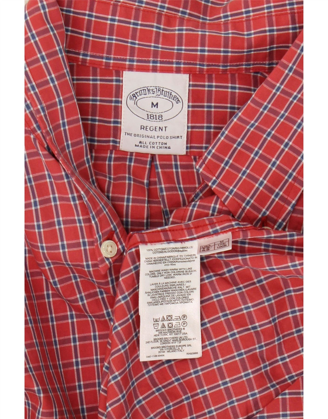 Мужская рубашка Regent Brooks Brothers в красную клетку, хлопок среднего размера