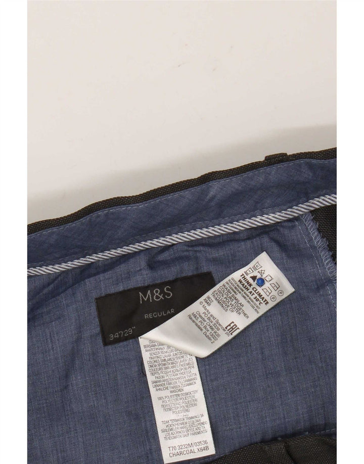 Мужские брюки обычного костюма Marks & Spencer W34 L29 серые из полиэстера
