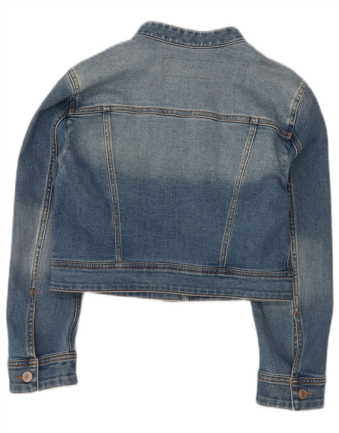 Женская укороченная джинсовая куртка BENETTON UK 10, маленькая, синяя, хлопок