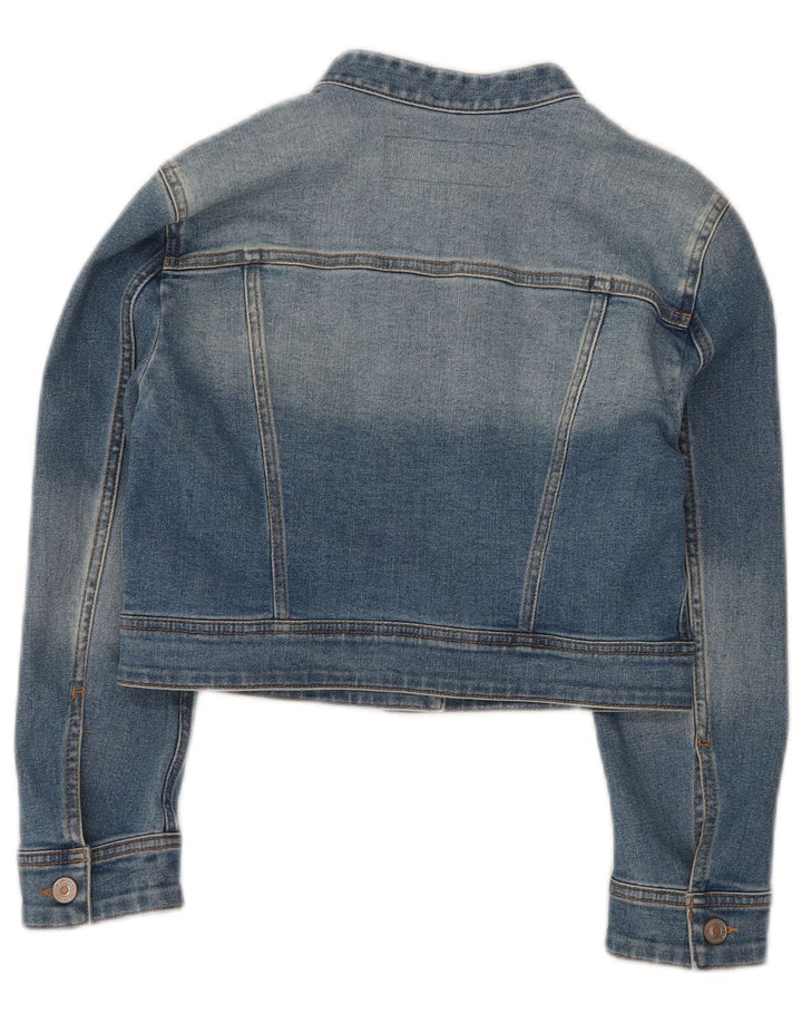 Женская укороченная джинсовая куртка BENETTON UK 10, маленькая, синяя, хлопок