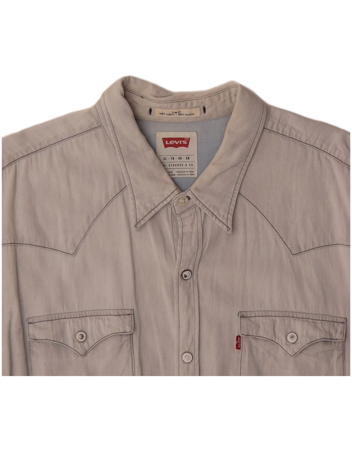 Мужская рубашка приталенного кроя LEVI'S XL, синяя, хлопок