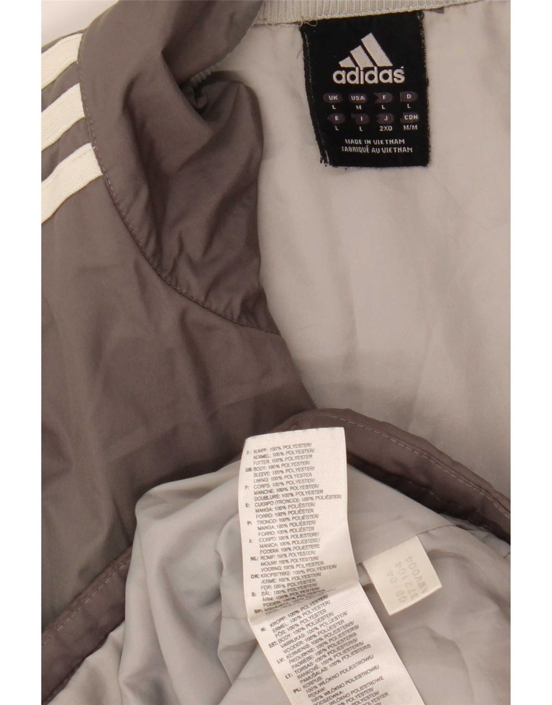 Мужская стеганая куртка Adidas UK 40, большая серая, полиэстер с цветными блоками