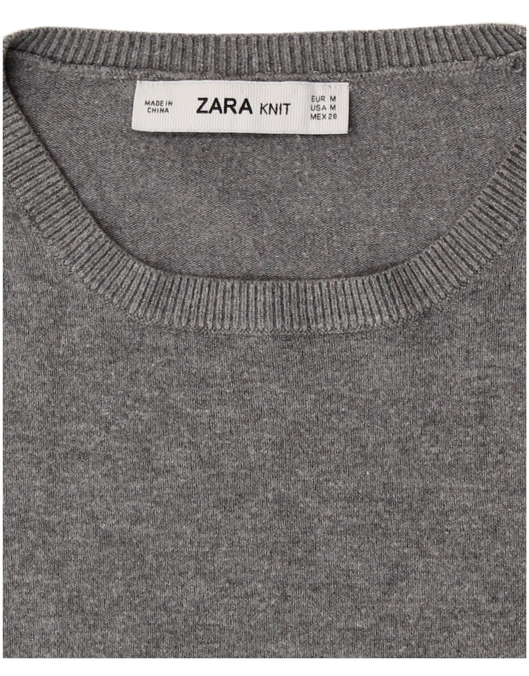 Женский джемпер с круглым вырезом Zara UK 12, средний серый цвет