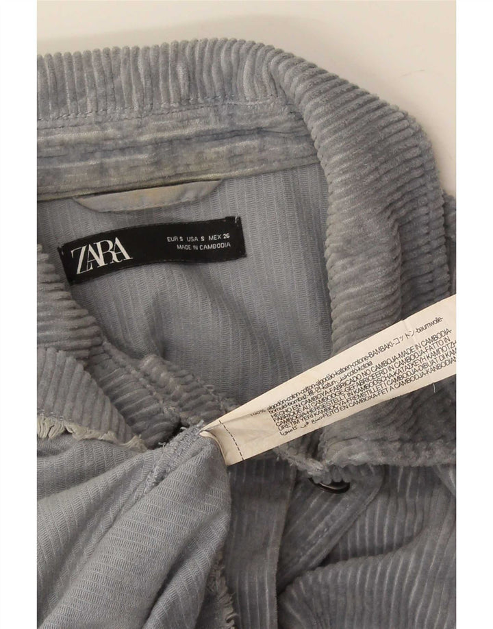 Женская вельветовая куртка оверсайз Zara UK 10, маленький синий хлопок