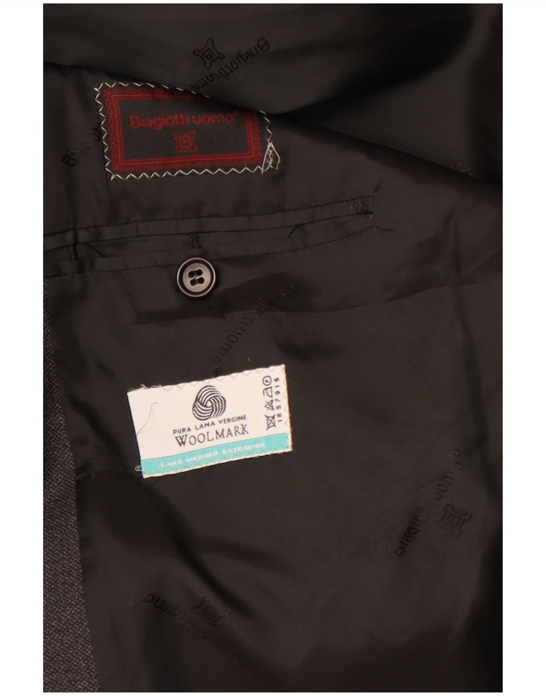 Мужской пиджак BIAGIOTTI на 3 пуговицах UK 40, большой серый из мериносовой шерсти