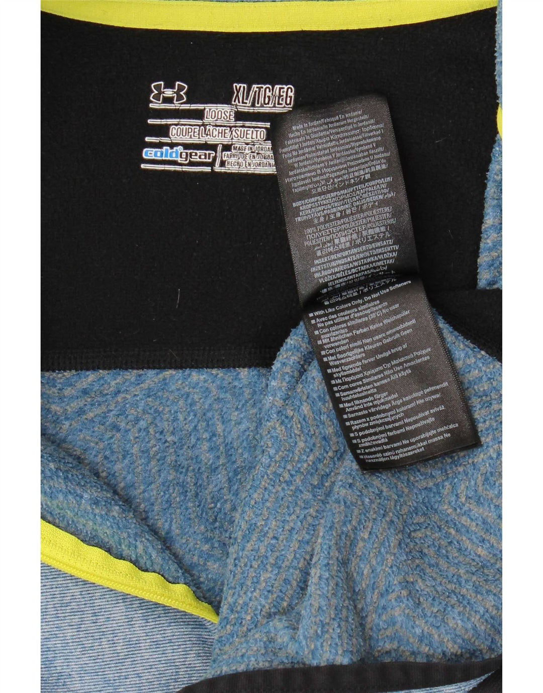 Мужской свитшот с воротником на молнии Under Armour, джемпер XL, синий, полиэстер с цветными блоками