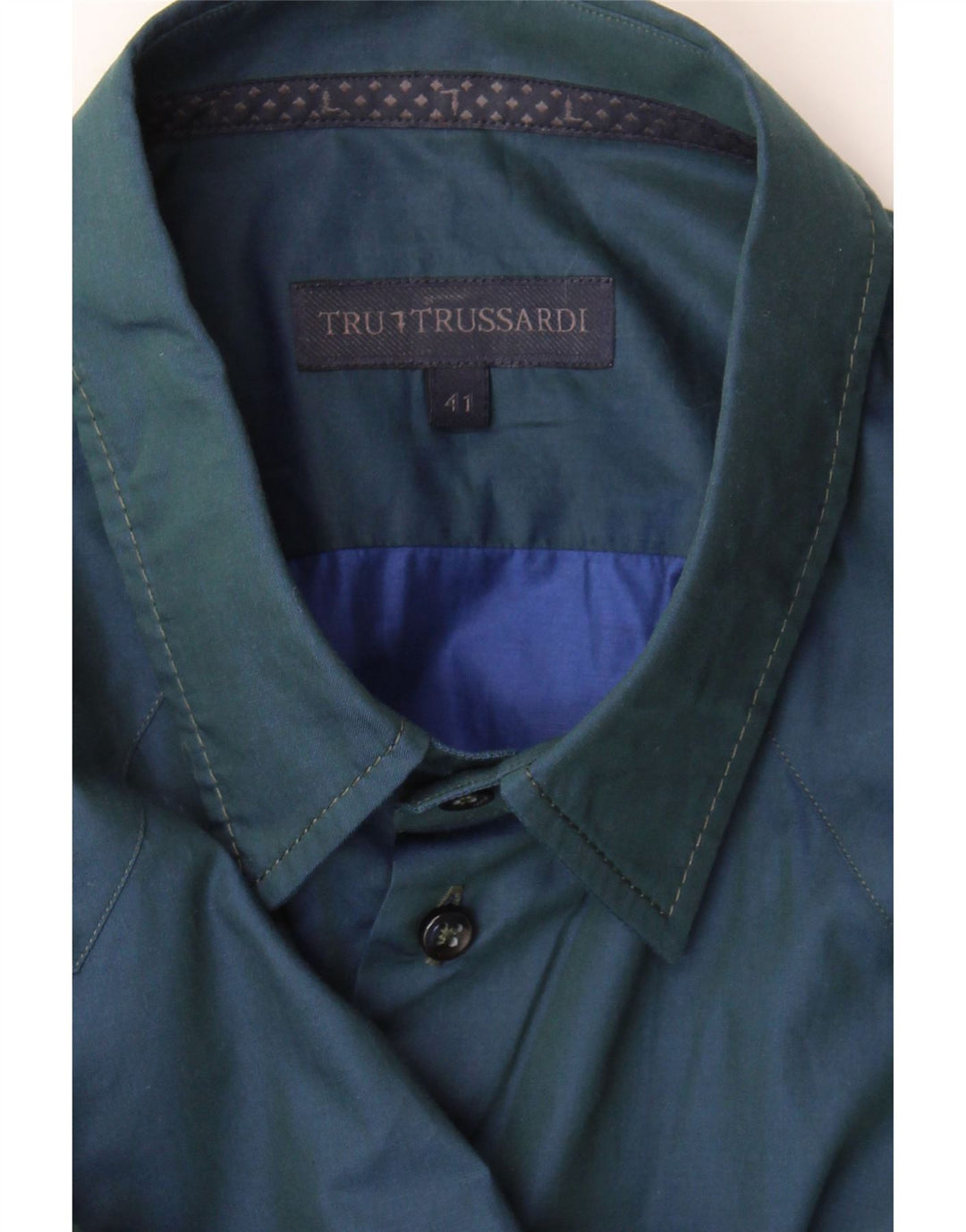 Мужская рубашка Trussardi, размер 41, средняя, темно-синяя