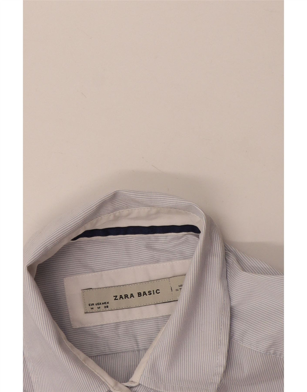 Женская рубашка с коротким рукавом Zara UK 14, средний белый цвет в тонкую полоску