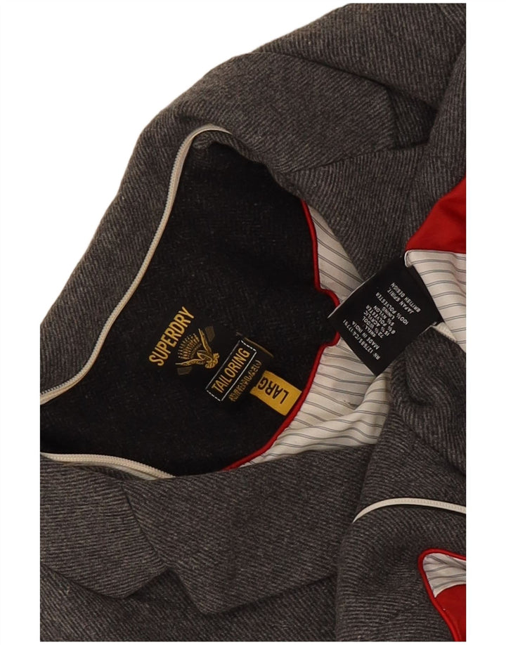 Женский пиджак Superdry на 2 пуговицах, Великобритания, 14, большой, серый, шерстяной