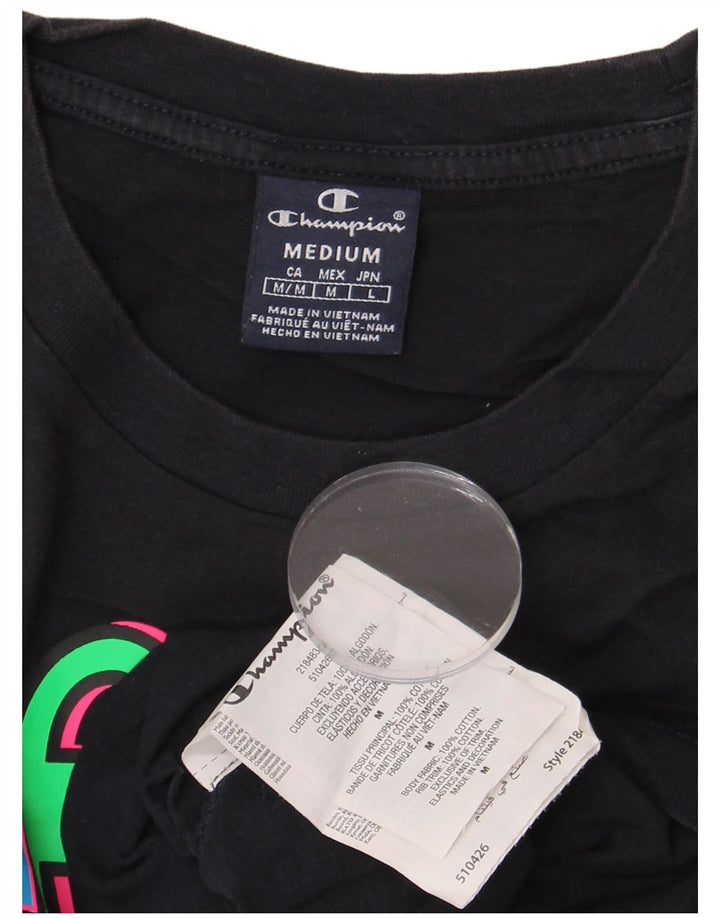 Мужская футболка с рисунком Champion, топ среднего размера, темно-синий, хлопок