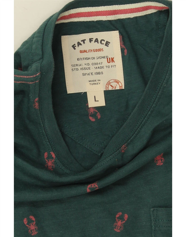 Мужская футболка Fat Face, большой зеленый пятнистый хлопок