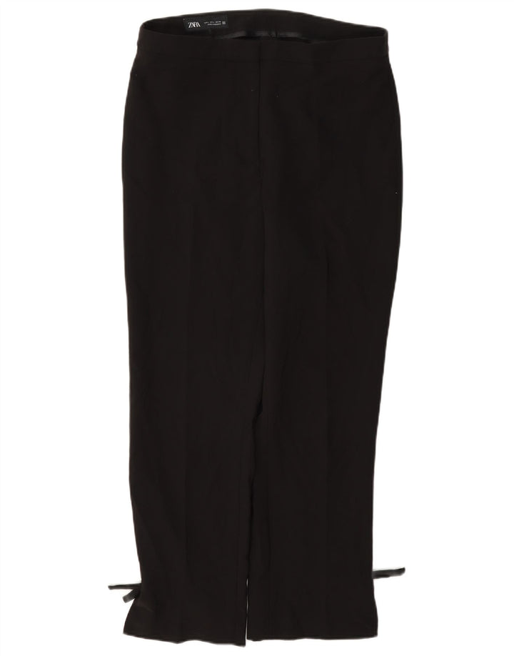 Женские прямые повседневные брюки Zara W30 L27, черные, полиэстер, большие размеры
