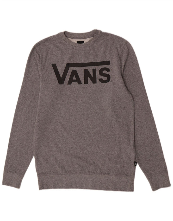 Мужской свитшот с рисунком Vans, маленький серый хлопковый джемпер