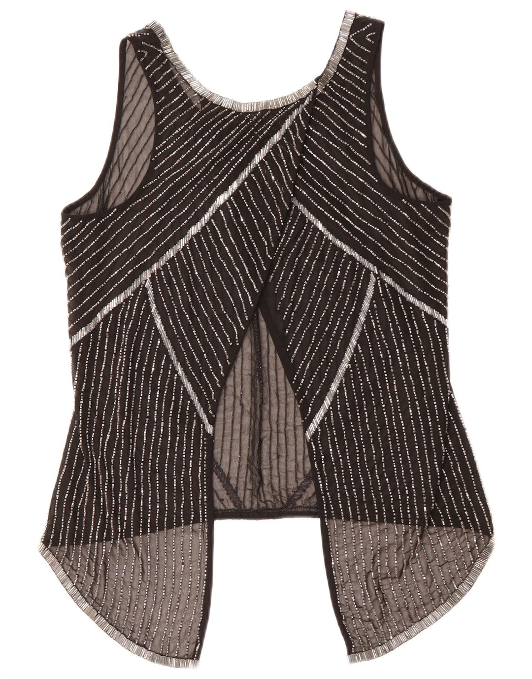 Женский прозрачный топ без рукавов BIBA UK 10, маленький полиэстер в черную полоску