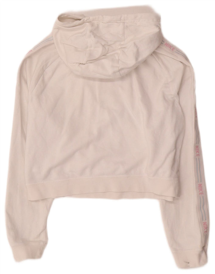 Женский укороченный джемпер с капюшоном большого размера NIKE UK 10, маленький белый