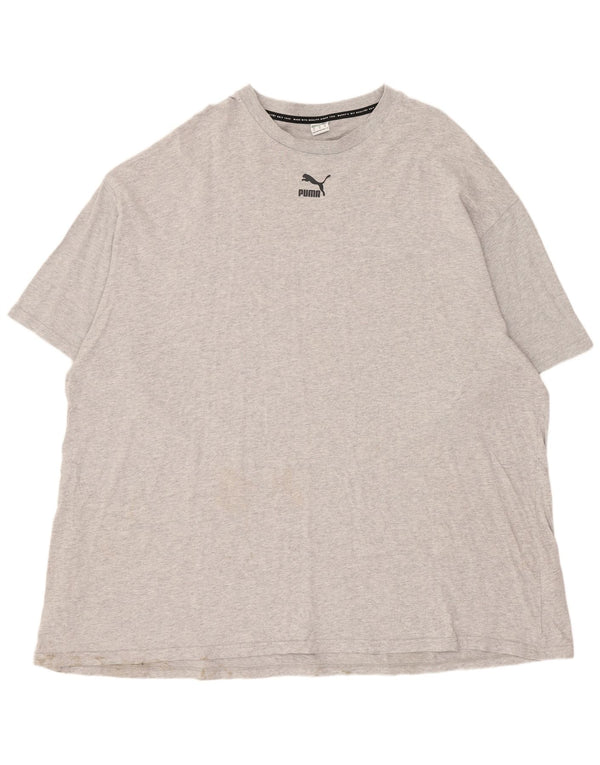 Женская футболка оверсайз Puma UK 18 XL, серый хлопок в крапинку