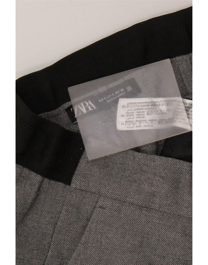 Женские прямые брюки чинос Zara, маленькие, серые, полиэстер, W26 L27