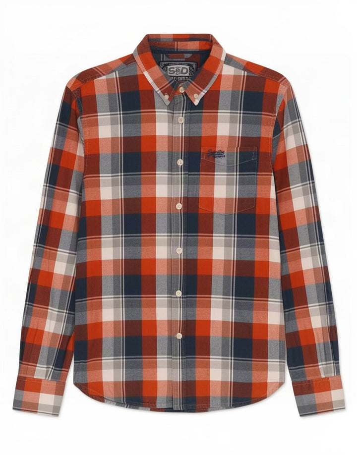 Мужская фланелевая рубашка Superdry, большая красная клетка, хлопок