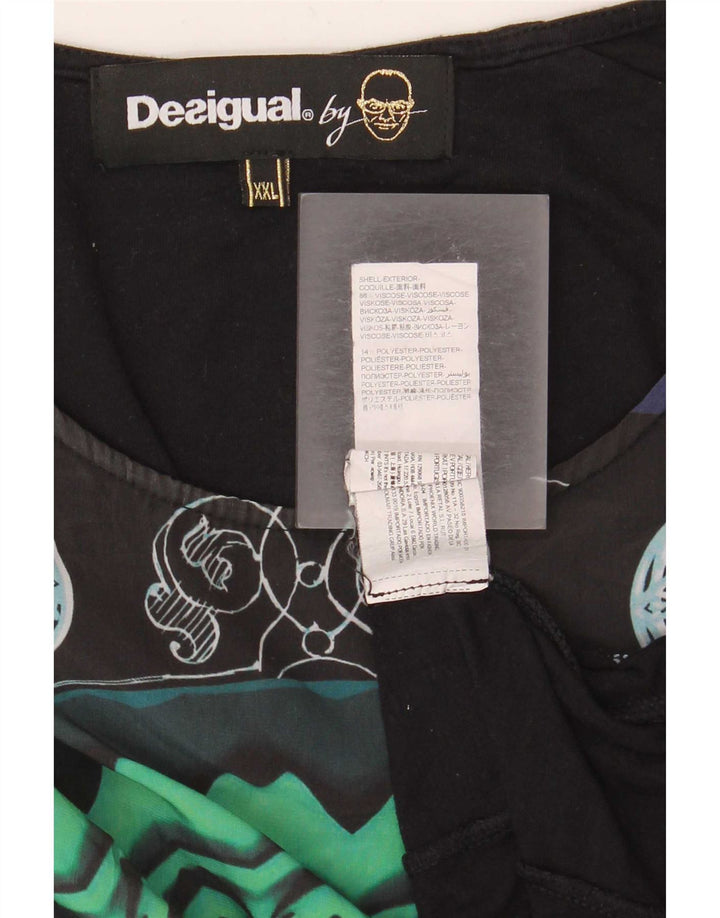 Женский топ Desigual с абстрактным узором, длинный рукав, Великобритания, 20, 2XL, черный, современный