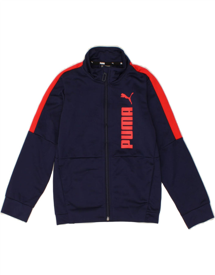 PUMA Boys Graphic Tracksuit Top Jacket 5-6 Years Navy Blue Colourblock Vintage Puma and Second-Hand Puma from Messina Hembry 