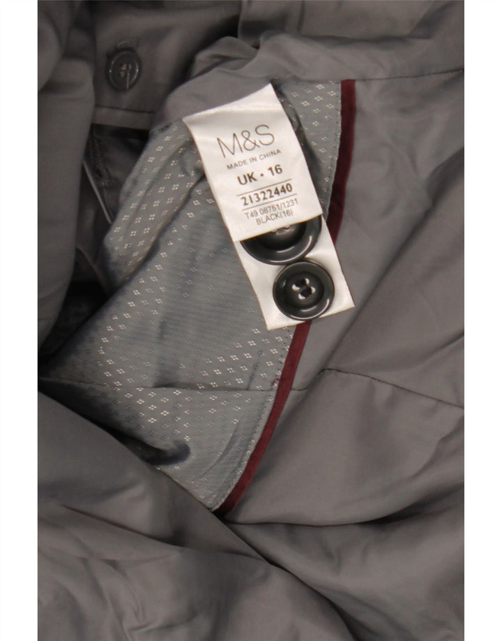 Женское пальто Marks & Spencer UK 16, большое черное шерстяное