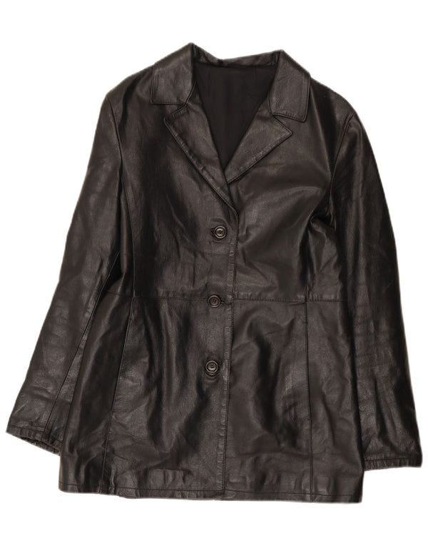 Винтажная женская кожаная куртка IT 42 Medium Black Leather