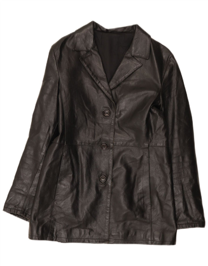 Винтажная женская кожаная куртка IT 42 Medium Black Leather