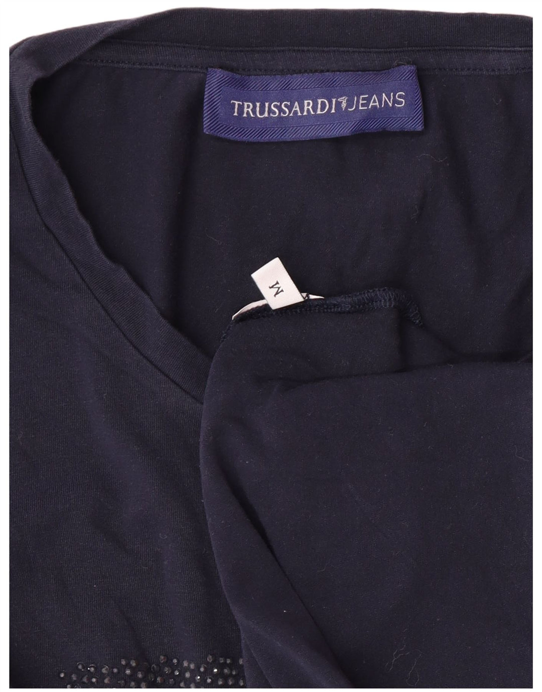 TRUSSARDI JEANS Женская футболка с рисунком Top UK 12 Medium Navy Blue