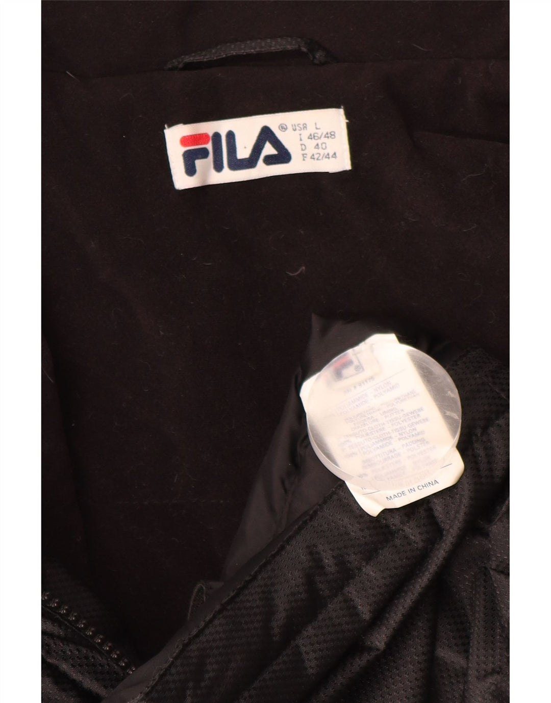 Женская ветровка FILA с графическим рисунком UK 16, большая, черная, с цветными блоками