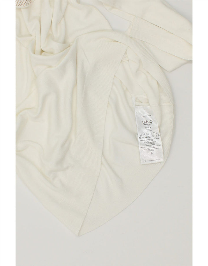 LIU JO Womens Boat Neck Jumper Sweater UK 12 Medium White Viscose Vintage Liu Jo and Second-Hand Liu Jo from Messina Hembry 