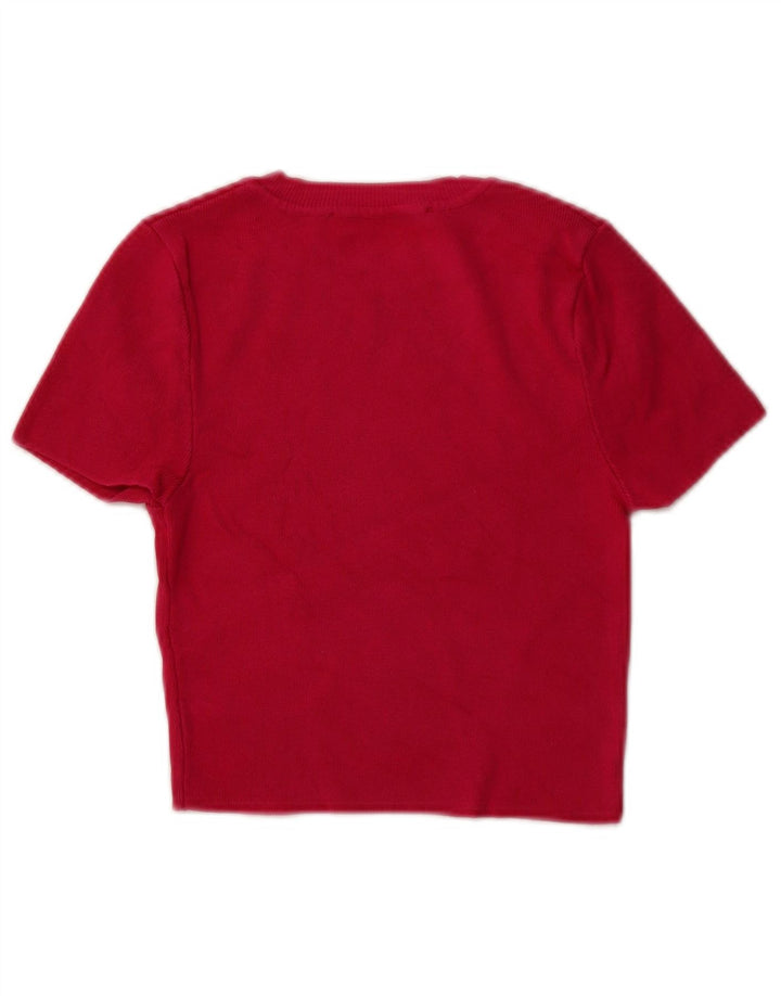 Женский укороченный джемпер с круглым вырезом ZARA с короткими рукавами, Великобритания, 8, маленький розовый