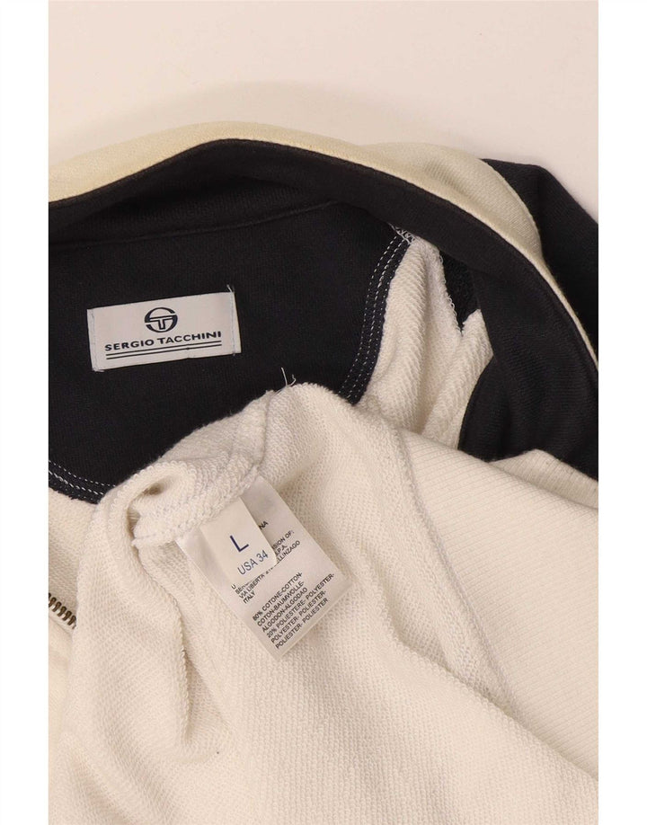 Мужской спортивный костюм Sergio Tacchini, большая белая хлопковая куртка с цветными блоками