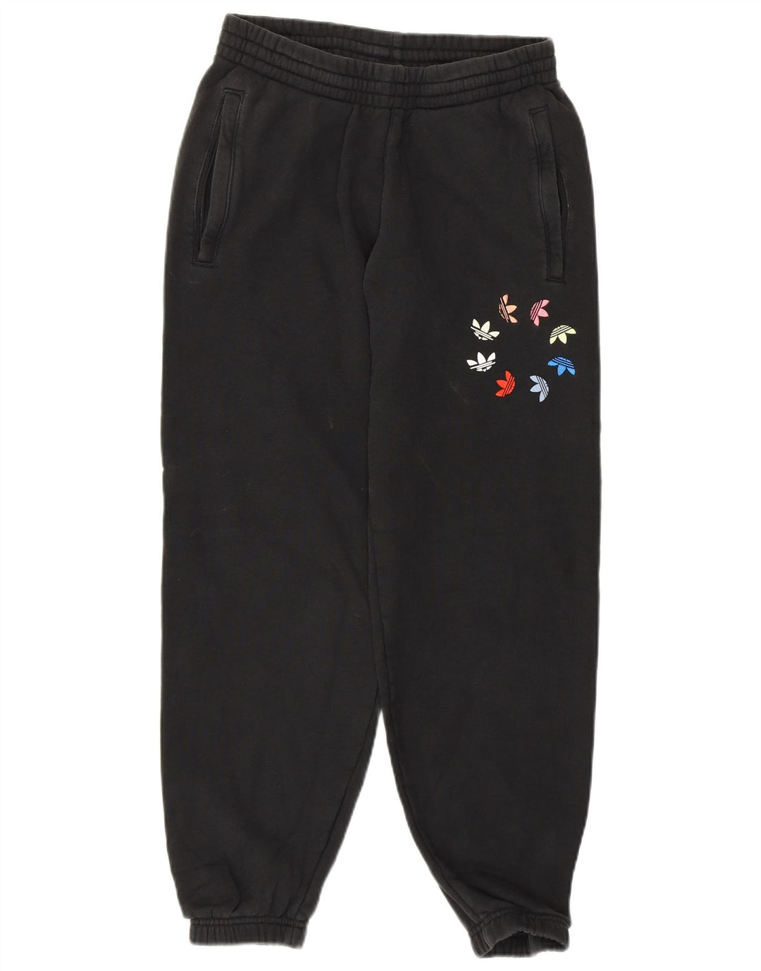 Женские спортивные брюки с графическим рисунком ADIDAS Джоггеры UK 8, маленькие черные хлопковые брюки