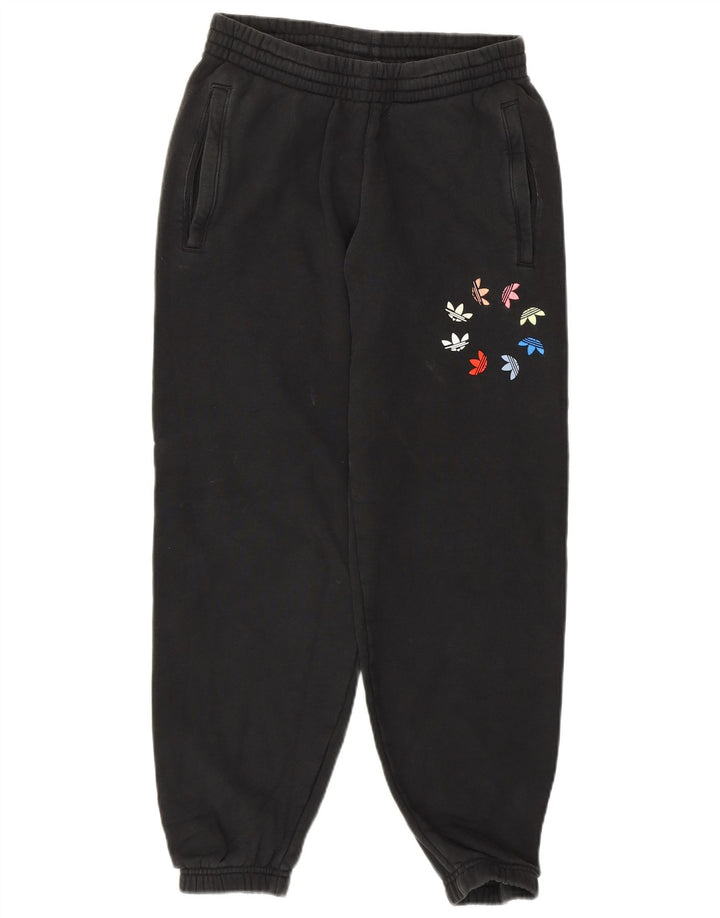 Женские спортивные брюки с графическим рисунком ADIDAS Джоггеры UK 8, маленькие черные хлопковые брюки