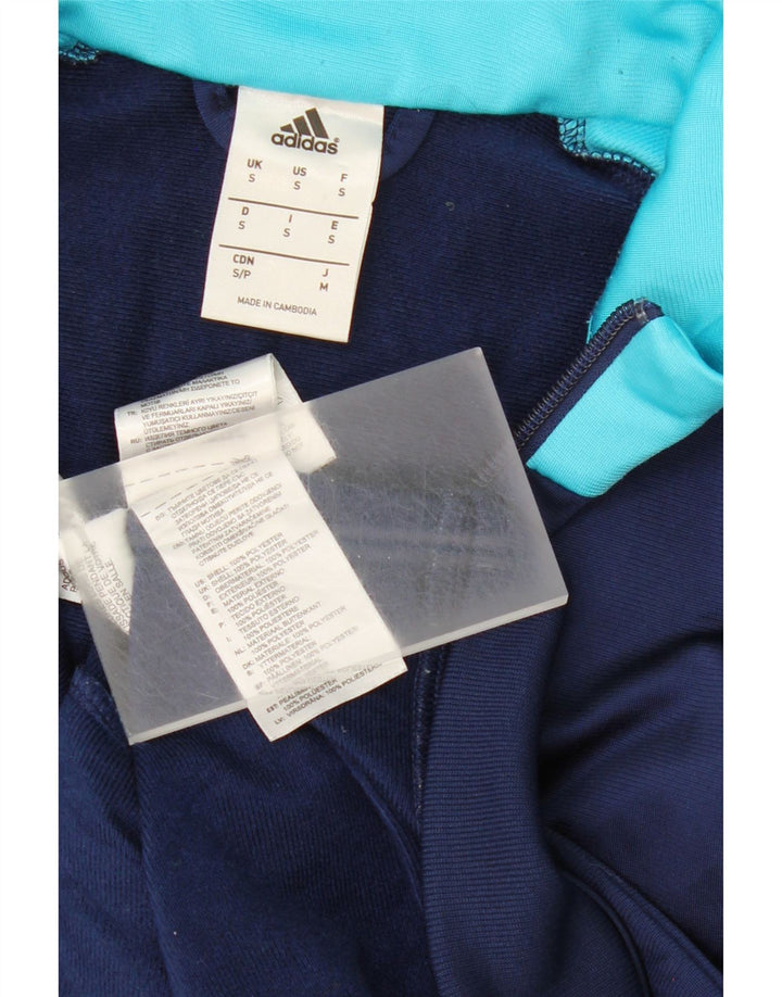 ADIDAS Mens Tracksuit Top Jacket Small Navy Blue Colourblock Polyester Vintage Adidas and Second-Hand Adidas from Messina Hembry 