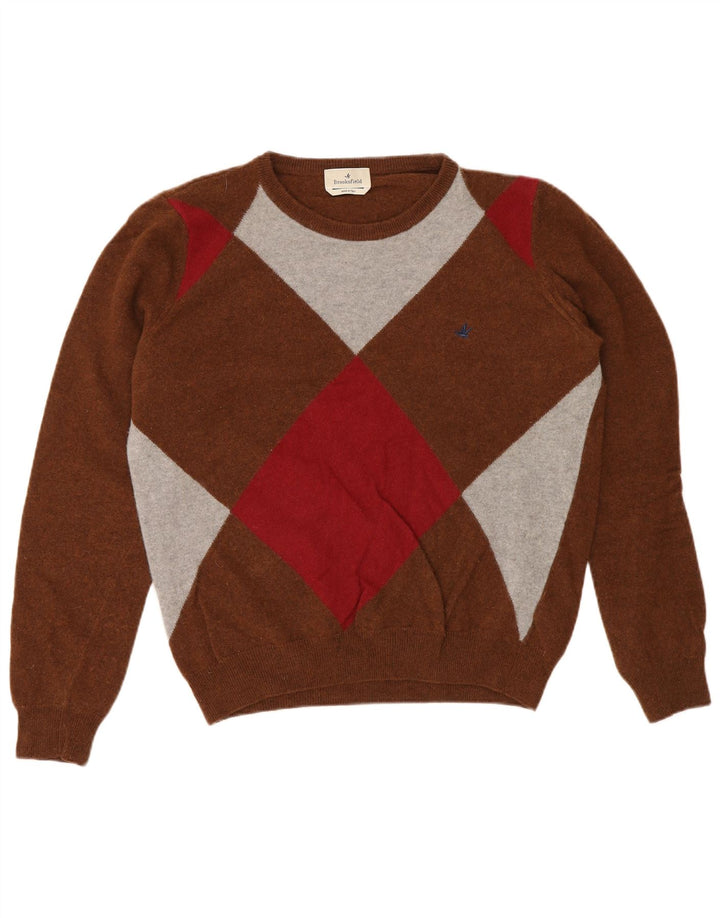 Мужской джемпер с круглым вырезом Brooksfield IT 50 Medium Brown Argyle/Diamond