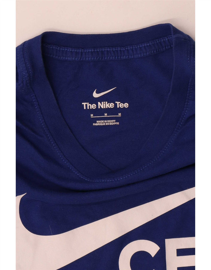 Мужская футболка с рисунком Nike, хлопковый топ среднего синего цвета