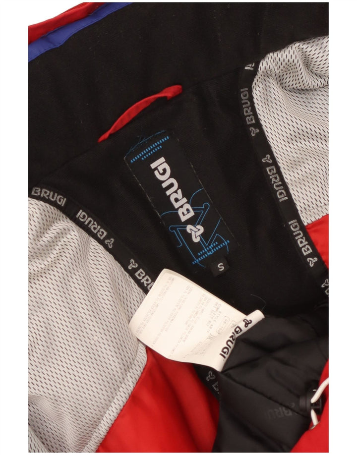 Мужская лыжная куртка Brugi с капюшоном UK 36, маленькая красная с цветными блоками, полиамид
