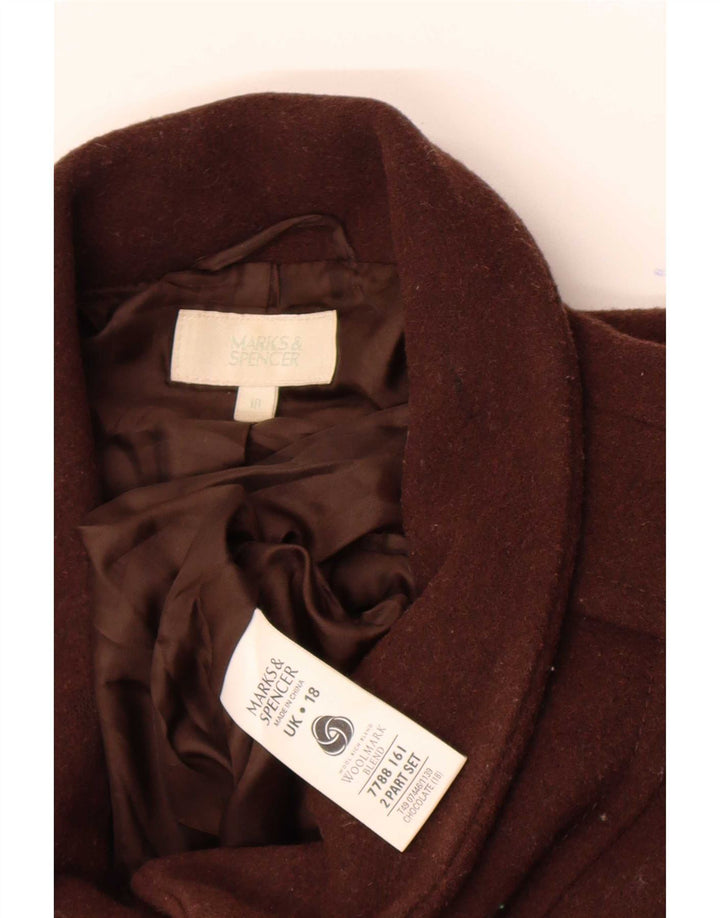 Женское пальто Marks & Spencer UK 18 XL, коричневое, новое шерстяное
